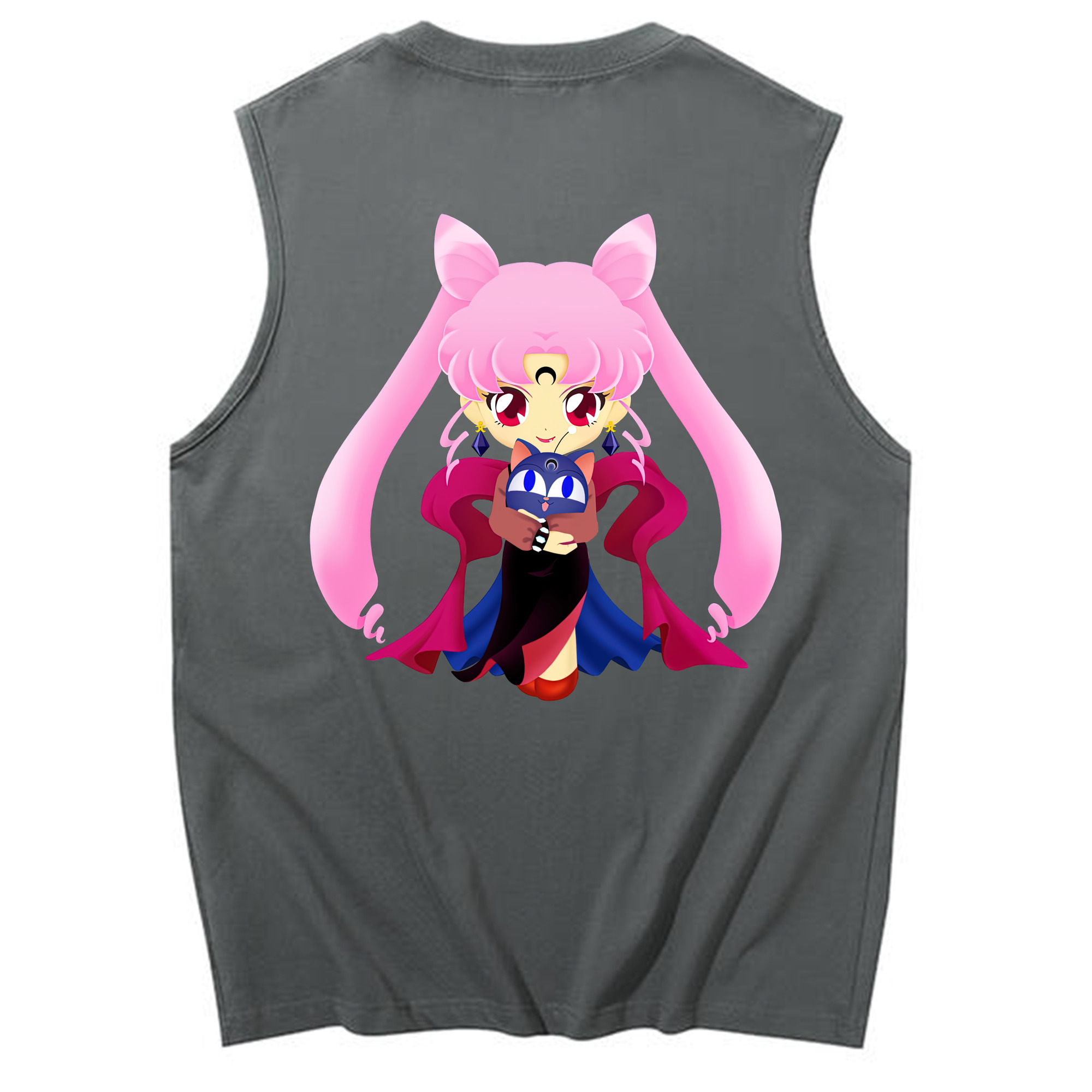 （画像用） 美少女戦士セーラームーン ちびうさ Sailor Moon Chibiusa Tsukino Usagi Small Lady Serenity コットン100％タンクトップ（背面プリント）